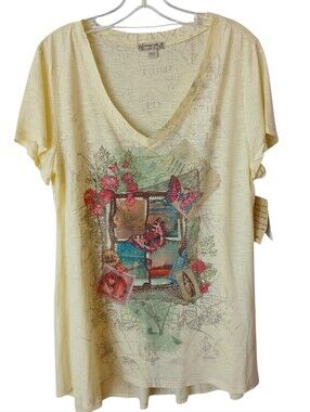 Energe World Wear Embellished Butterfly Top Size 1X NWT